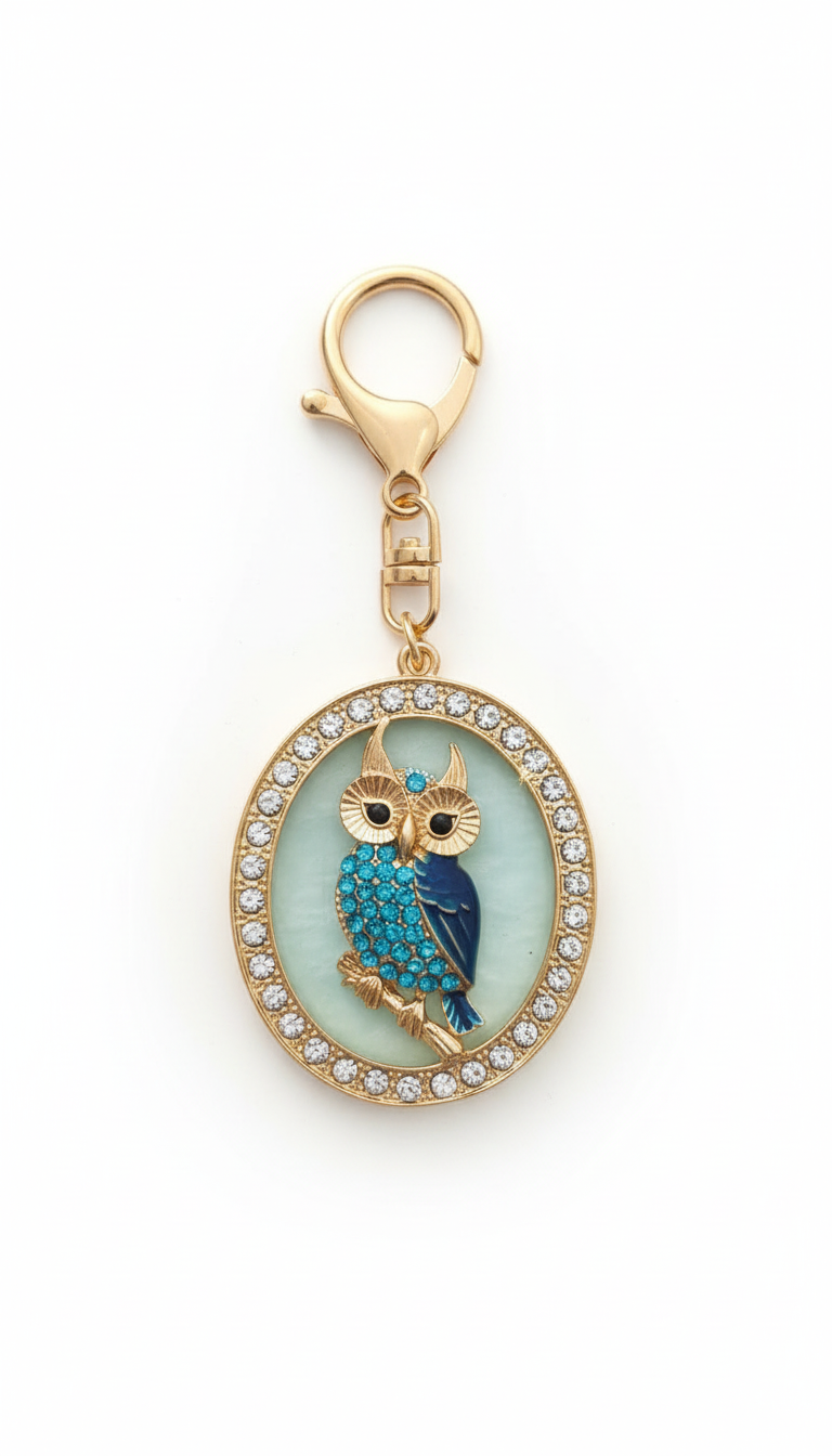 Crystal Owl Keychain - White Background
