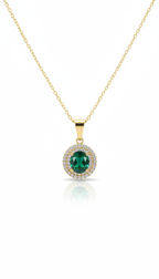 Emerald Green Crystal Pendant Necklace - White Background