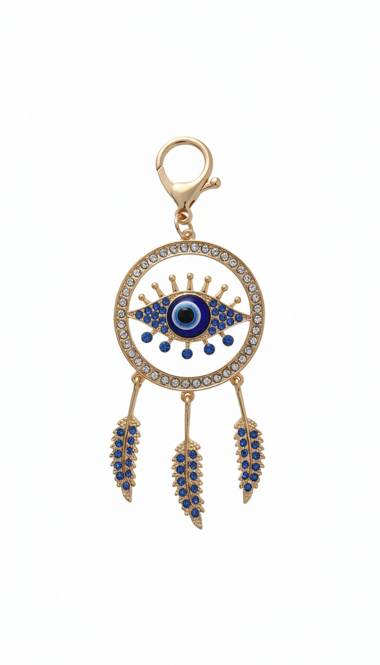 Evil Eye Dreamcatcher Keychain - White Background