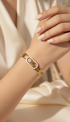 Gold Clover Cutout Bangle - Lifestyle Shot