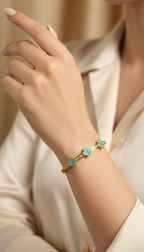 Gold Turquoise Stone Bangle - Lifestyle Shot