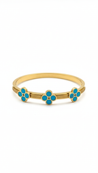 Gold Turquoise Stone Bangle - White Background