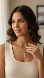 Model wearing necklace - front view