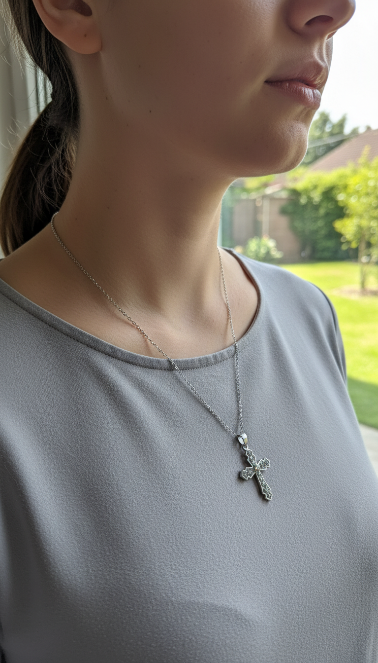 Model wearing necklace - side view