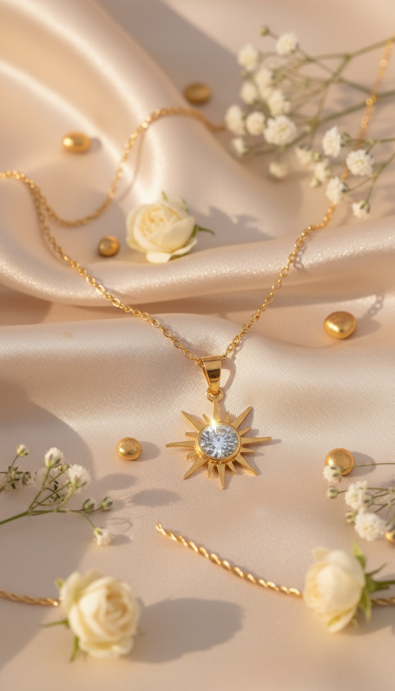 Sun Pendant Necklace - Elegant Setting